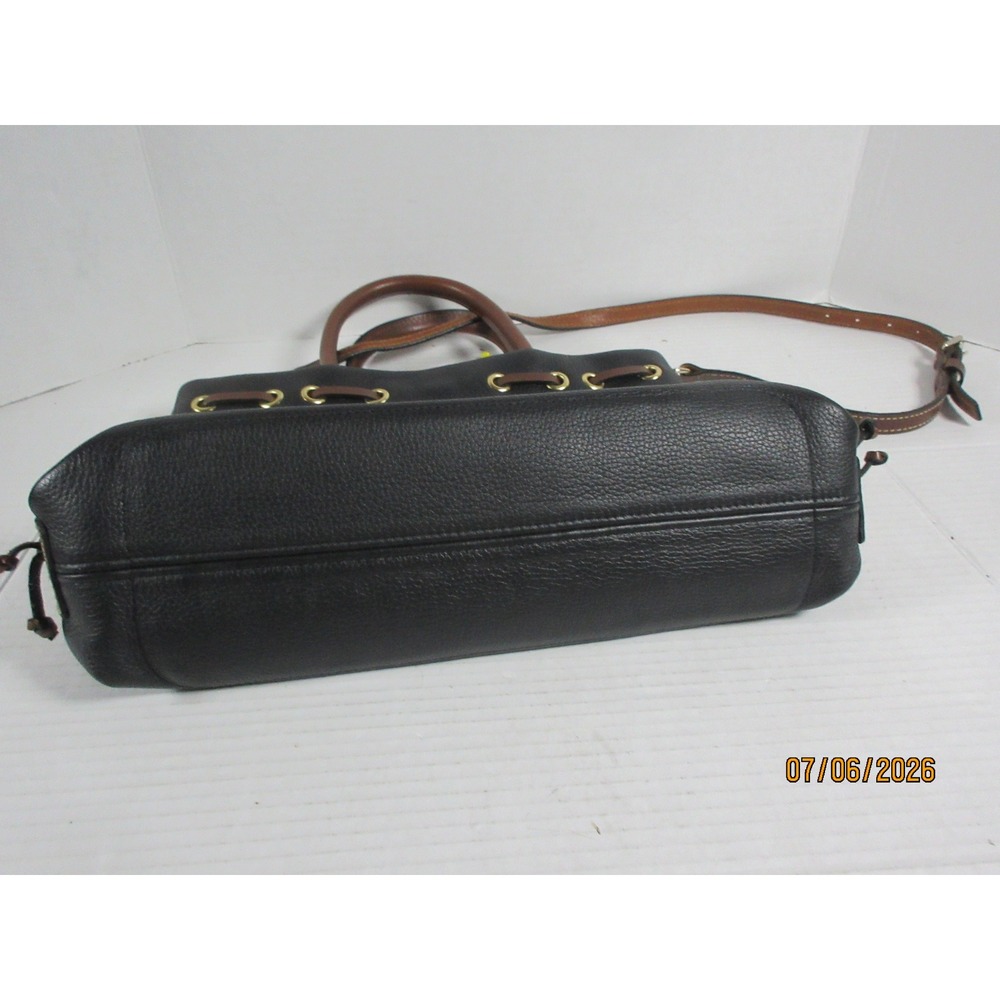 Dooney & Bourke Pebble Grain Leather Tote Bag Black Tan Tassel Satchel Crossbody - Picture 4 of 9